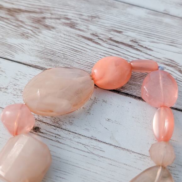 Vintage Stretch Bracelet - Chunky - Dusky Pinky Peach Tones - Picture 7 of 8